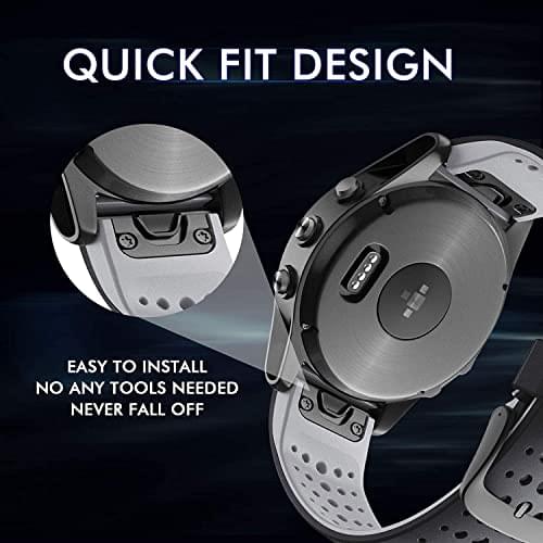 Zitel Band for Garmin Fenix 6/6 Pro, Fenix 7, 5/5 Plus, Epix Gen 2, Approach S62, new Forerunner 955/945/935, 22mm Straps - Black/Gray