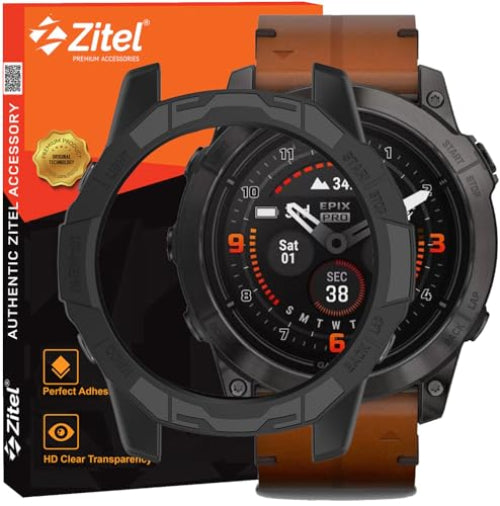 Zitel Case for Garmin Epix Pro (Gen 2) 51mm, Fenix 7X / 7X Pro Bumper Cover Shell (Without Screen Protector) - Black