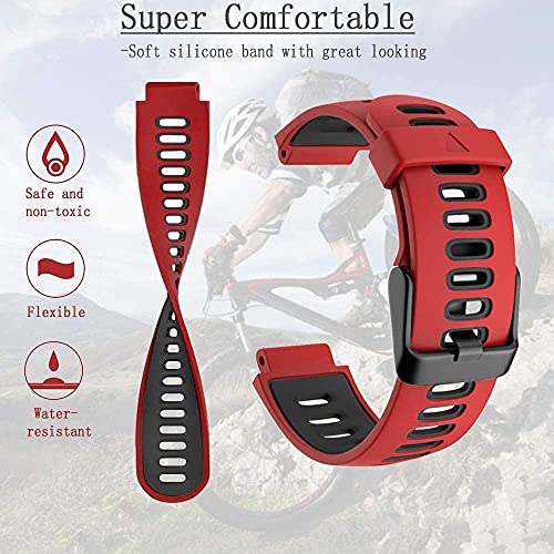 Zitel® Watch Band Compatible with Garmin Forerunner 735XT 220 230 235 235 Lite 620 630, Approach S20 S6 S5 Adjustable Replacement Sport Strap - Red/Black