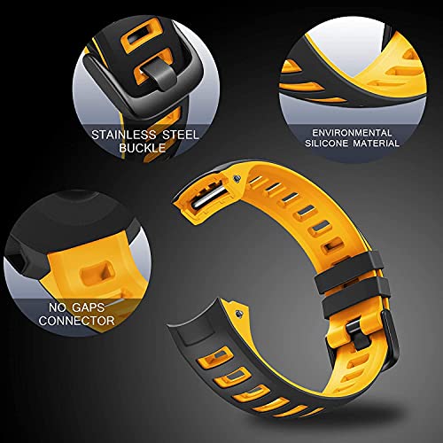 Zitel Band for Garmin Instinct 2 Solar / Instinct / Esports / Tide / Tactical GPS Straps - Black-Yellow