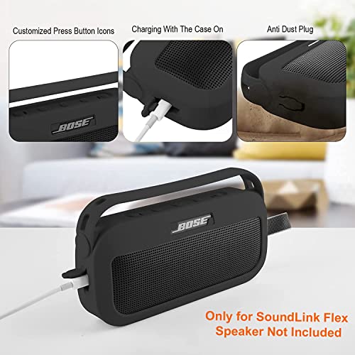 Zitel Case for Bose SoundLink Flex Bluetooth Portable Speaker Protective Cover with Built-in Handle, Shoulder Strap and Carabiner