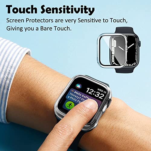 Zitel Case Compatible with Apple Watch Series 7 41mm Hard PC Case Bumper Cover with Built-in 9H Tempered Glass Screen Protector Edge-to-Edge Smart Defense - Clear