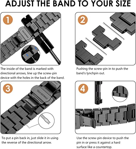Zitel Metal Bands for Apple Watch Straps  Ultra 2 / Ultra 49mm 45mm 44mm 42mm, Series 9 8 7 6 5 4 3 2 1 SE - Black