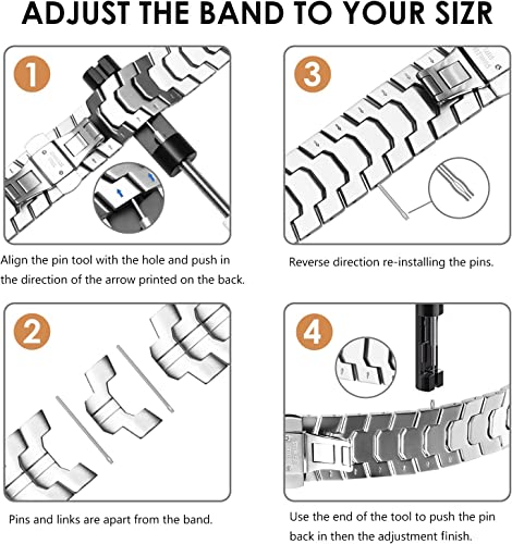 Zitel Stainless Steel Band for Apple Watch Metal Strap for 41mm 40mm 38mm, Series 9 | 8 | 7 | 6 | 5 | 4 | 3 | 2 | 1 | SE2 - Titanium