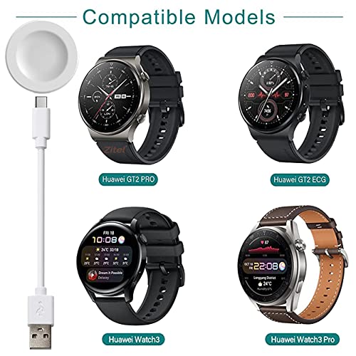 Zitel® Charger Compatible with Huawei Watch GT 2 Pro, GT2 ECG, Watch 3, Watch 3 Pro - Magnetic Dock USB Charging Cable with Built-in Smart IC for Safe Charging 100CM - White