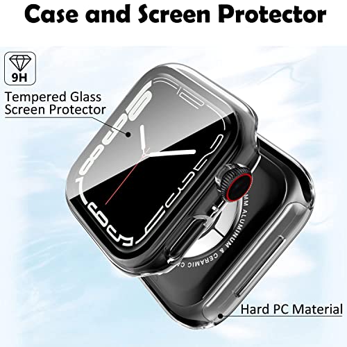 Zitel Case Compatible with Apple Watch Series 7 41mm Hard PC Case Bumper Cover with Built-in 9H Tempered Glass Screen Protector Edge-to-Edge Smart Defense - Clear