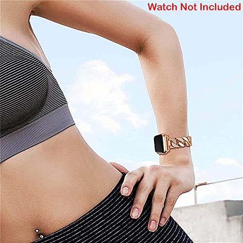 Zitel® Bands Compatible with Apple Watch Straps for Women Girls, Bling Luxurious Metal Bracelet Dressy Wristband Straps for iWatch 45mm 44mm 42mm Series 7 6 5 4 3 2 1 SE - Rose Gold