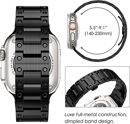Zitel Metal Bands for Apple Watch Straps Ultra 2 / Ultra 49mm 46mm 45mm 44mm, Series 10 9 8 7 6 5 4 3 2 1 SE - Black