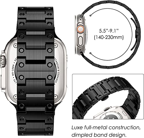 Zitel Metal Bands for Apple Watch Straps  Ultra 2 / Ultra 49mm 45mm 44mm 42mm, Series 9 8 7 6 5 4 3 2 1 SE - Black