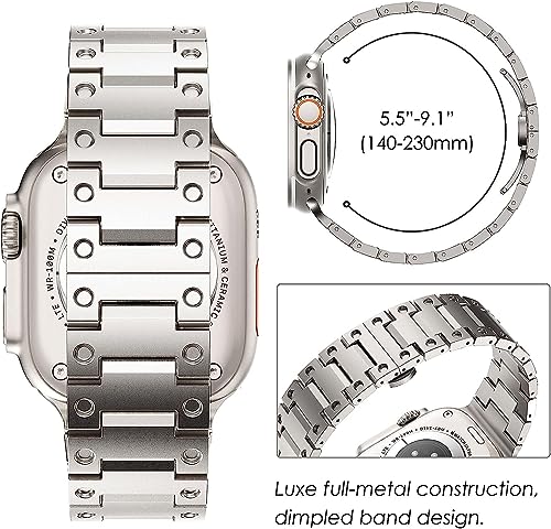 Zitel Metal Bands for Apple Watch Straps Ultra 2 / Ultra 49mm 45mm 44mm 42mm, Series 9 8 7 6 5 4 3 2 1 SE - Titanium