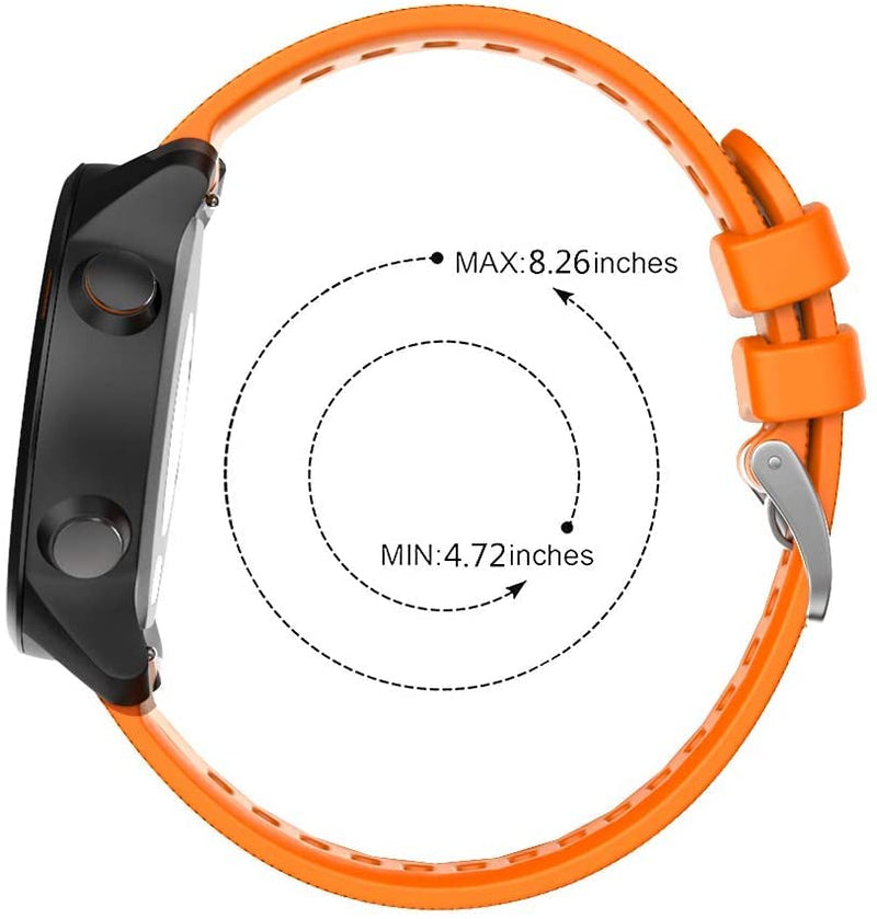 Zitel Bands Compatible with Garmin Forerunner 245/245 Music, Forerunner 645/645 Music, Forerunner 55/158, Vivoactive 3, Venu Sq, Vivomove HR, Approach S40/S42/S12 Silicone 20mm Straps - Orange