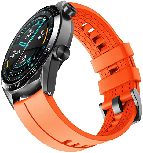 Zitel® Watch Band Compatible with Samsung Galaxy Watch 3 45mm / 46mm / Gear S3 Frontier / Gear S3 Classic Sport Strap 22mm Quick Release Soft Silicone Band - Orange