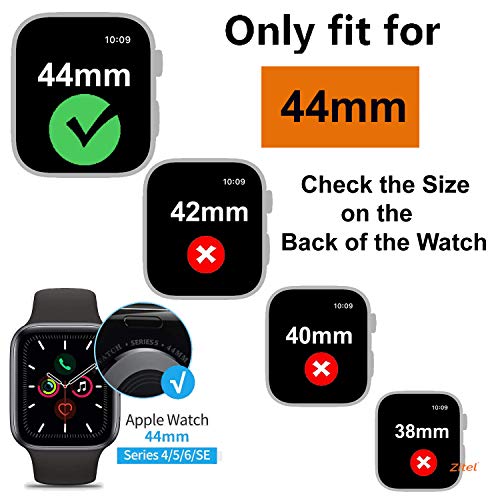 Zitel Transparent Hard PC Case Bumper Cover with Built-in 9H Tempered Glass Screen Protector Compatible with Apple Watch 44mm Series 6, SE Series, 5 Series, 4 Series Edge-to-Edge Smart Defense - Clear
