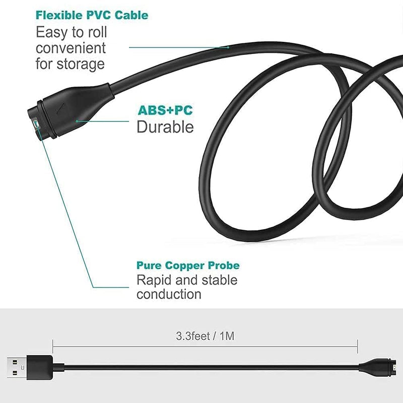 Zitel Charger for Garmin Fenix 7, 7S, 7X USB Charging Cable 100cm with Dust Plug