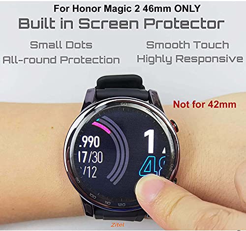 Zitel® Soft TPU Bumper Cover with Built-in Flexible Screen Protector Case Compatible with Honor Magic Watch 2 46mm (Not for 42mm) - Black