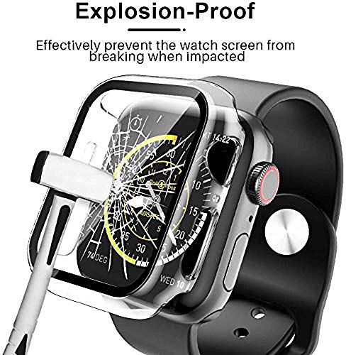 Zitel Transparent Hard PC Case Bumper Cover with Built-in 9H Tempered Glass Screen Protector Compatible with Apple Watch 40mm Series 6, SE Series, 5 Series, 4 Series Edge-to-Edge Smart Defense - Clear