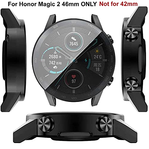 Zitel® Soft TPU Bumper Cover with Built-in Flexible Screen Protector Case Compatible with Honor Magic Watch 2 46mm (Not for 42mm) - Black