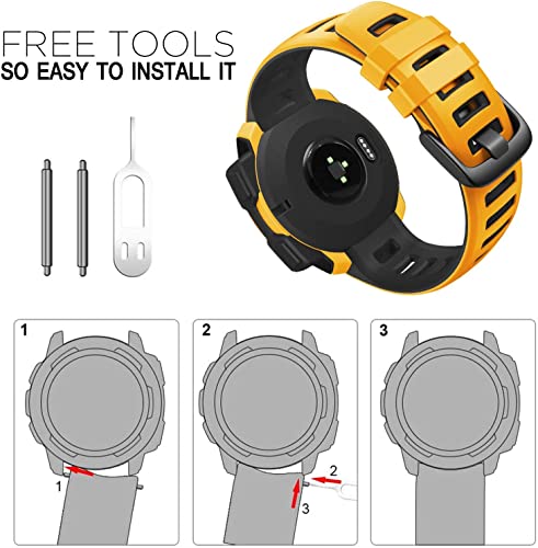 Zitel Band for Garmin Instinct 2 Solar / Instinct / Esports / Tide / Tactical GPS Straps - Yellow/Black