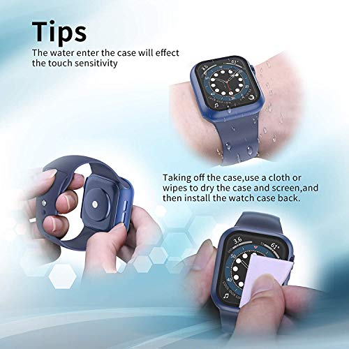 Zitel Case Compatible with Apple Watch Series 7 41mm Hard PC Bumper Case with Built-in 9H Tempered Glass Screen Protector Edge-to-Edge Smart Defense - Blue
