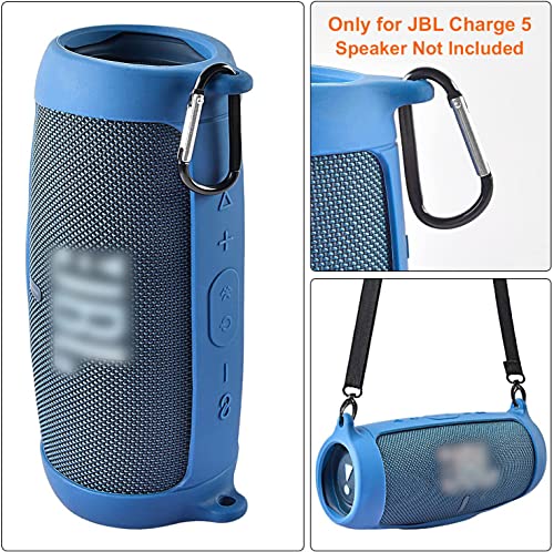 Zitel Case for JBL Charge 5 Portable Bluetooth Speaker Protective Cover with Shoulder Strap and Carabiner