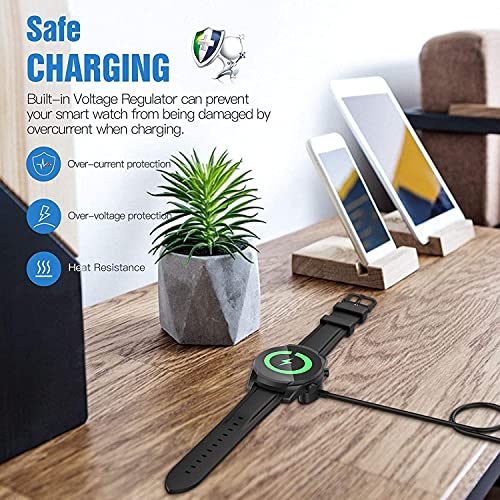 Zitel® Charging Magnetic Dock Compatible with Ticwatch Pro 3 / Pro 3 LTE Charger Replacement USB Cable Clip Cradle 3.3ft 100cm - Black
