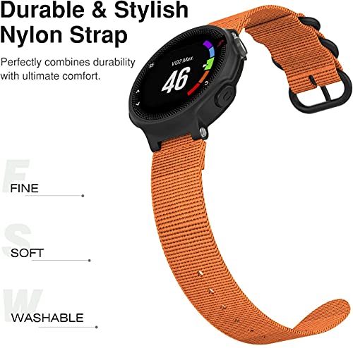 Zitel® Watch Band Compatible with Garmin Forerunner 735XT 220 230 235 235 Lite 620 630, Approach S20 S6 S5 Soft Nylon Replacement Sport Strap - Orange