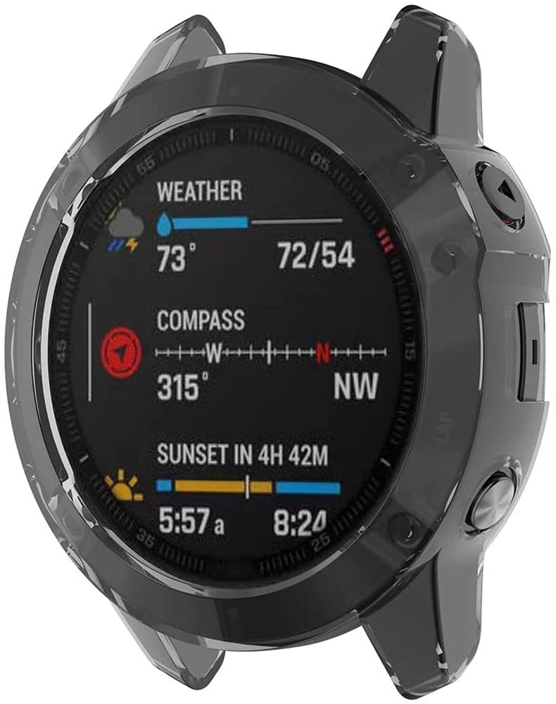 Zitel Case for Garmin Fenix 6 / 6 Pro / Sapphire Bumper Cover (Not for Fenix 6S & 6X) - Black