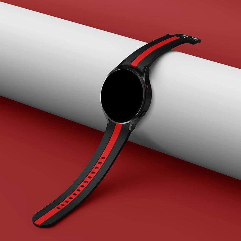 Zitel Band for Samsung Galaxy Watch 6, Watch 5, Watch 4, Silicone No Gap Band - Black Red