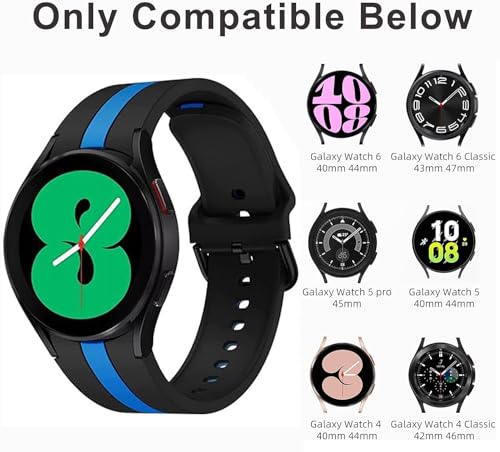 Zitel Band for Samsung Galaxy Watch 6, Watch 5, Watch 4, Silicone No Gap Band - Black Blue