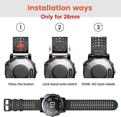 Zitel Band for Fenix 8 51mm, 7X/7X Pro, 6X/6X Pro, 5X/5X Plus, 3/3 HR, Descent MK1, Enduro, 26mm Sport Strap (Army-Green)