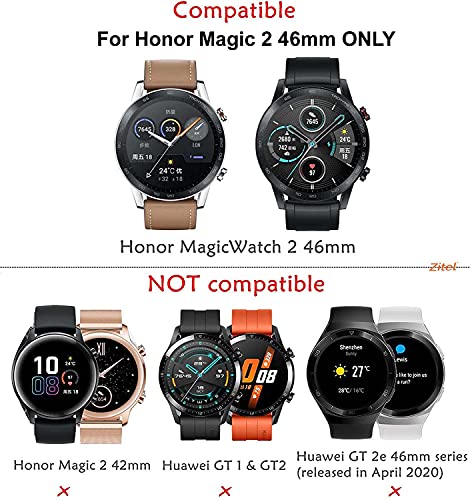 Zitel® Soft TPU Bumper Cover with Built-in Flexible Screen Protector Case Compatible with Honor Magic Watch 2 46mm (Not for 42mm) - Black