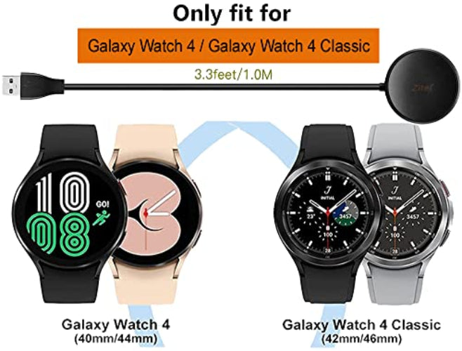 Zitel® Charger Compatible with Samsung Galaxy Watch 4 / Watch 4 Classic - Replacement USB Charging Cable 100cm - Black