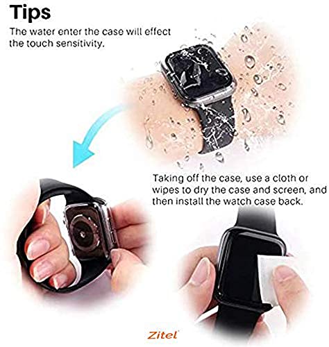 Zitel Rugged Case Compatible with Apple Watch 44mm Series SE 6/5/4 Military Grade Hard PC Bumper Cover with Built-in 9H Tempered Glass Screen Protector Edge-to-Edge Smart Defense - Black