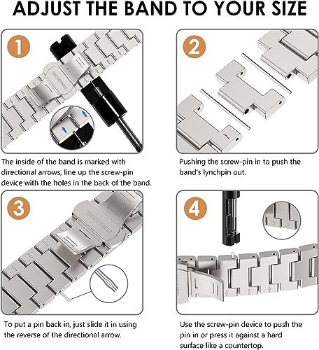 Zitel Metal Bands for Apple Watch Straps Ultra 2 / Ultra 49mm 45mm 44mm 42mm, Series 9 8 7 6 5 4 3 2 1 SE - Titanium