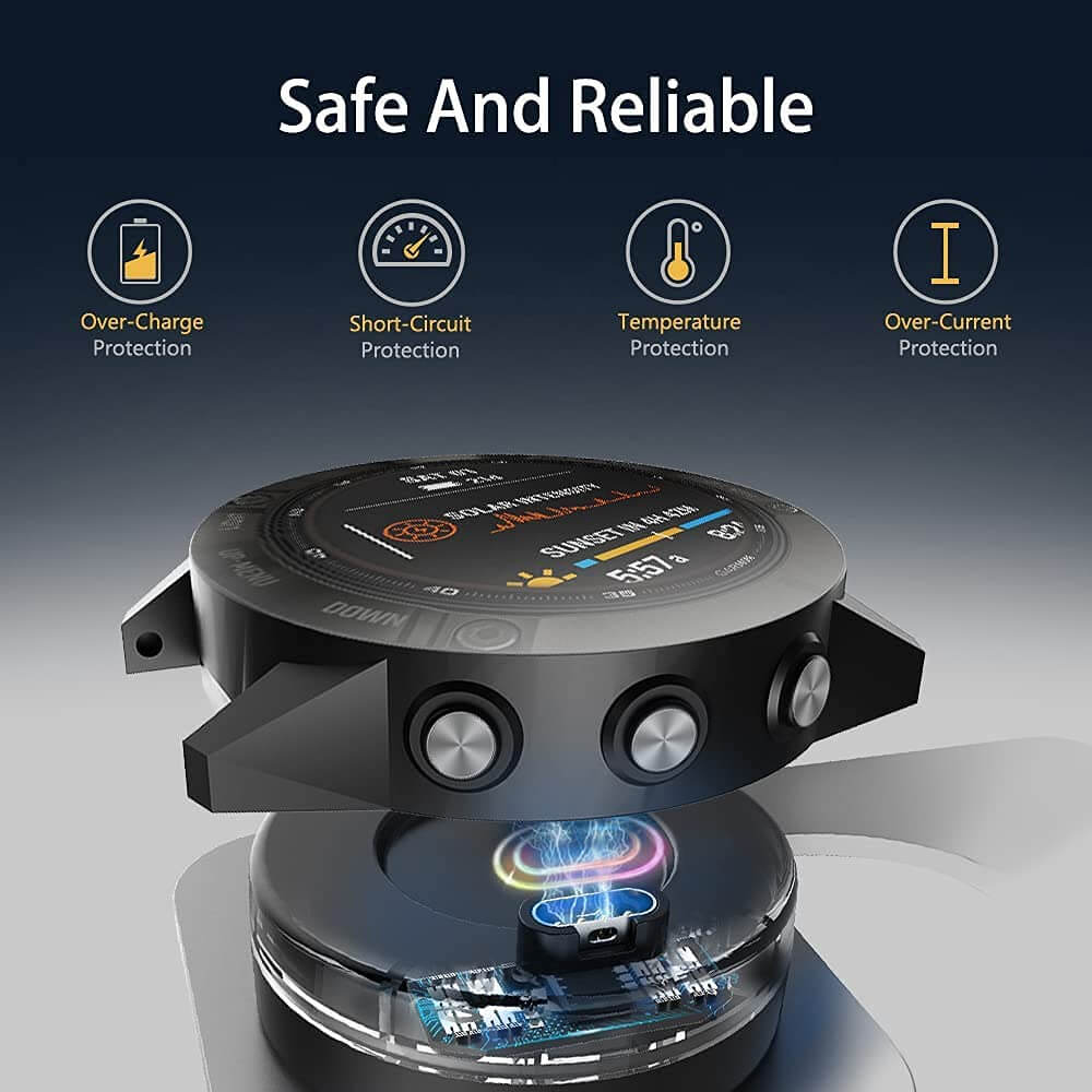 Zitel Charger Stand for Garmin Fenix 5/5S/5X Plus, Fenix 6/6S/6X Pro, Forerunner 945/935/245/45/45S, Vivoactive 3/4, Venu Sq Music/2/2S/4S Silver