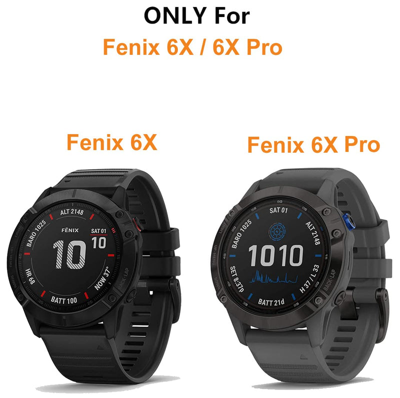 Zitel Bezel Styling for Garmin Fenix 6X / Fenix 6X Pro Bezel Ring Adhesive Cover Stainless Steel Protector - Black