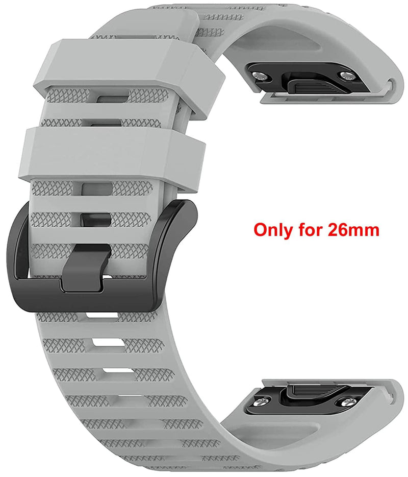 Zitel Band for Garmin Fenix 7X, 6X/6X Pro, 5X/5X Plus, 3/3 HR, 26mm Sport Strap - Gray