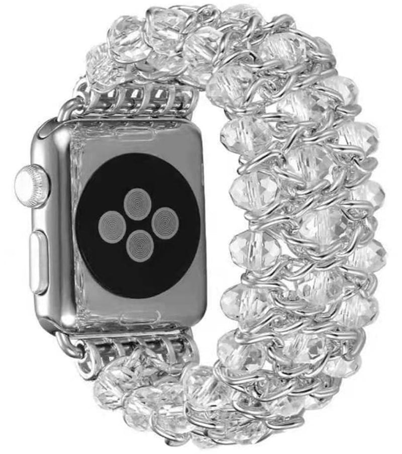 Zitel Band for Apple Watch 41mm/40mm/38mm Beaded Strap for Women Girls - Clear