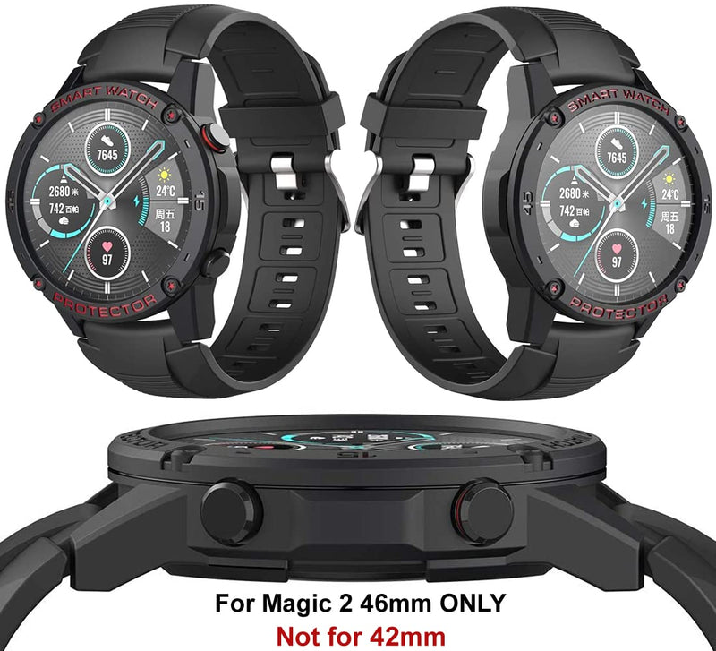 Zitel Case for Honor Magic Watch 2 46mm, Soft TPU Full Around Bumper Cover Shell (Without Screen Protector) - Black-Red-Gray