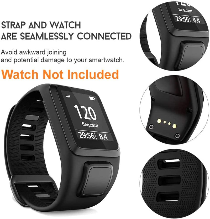 Zitel Band for Tomtom Straps for Runner 3, Spark 3, Runner 2, Spark, Golfer 2, Adventurer - Black