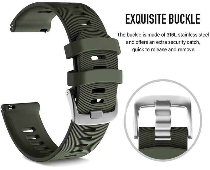 Zitel Band for Garmin Forerunner 245/245 Music, 645/645 Music, 55/158, Vivoactive 3, Venu Sq, 20mm Straps - Army Green