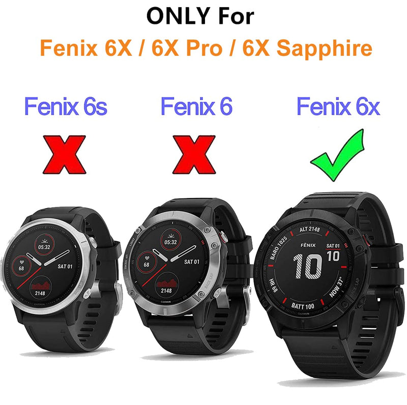 Zitel Case for Garmin Fenix 6X / 6X Pro Bumper Cover (Not for Fenix 6S/6S Pro & Not for Fenix 6/6 Pro) - Black