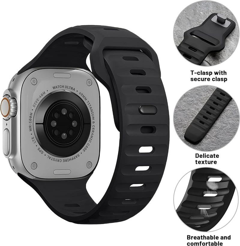 Zitel Band for Apple Watch Ultra 2 / Ultra Sport Straps 49mm 45mm 44mm 42mm - Black