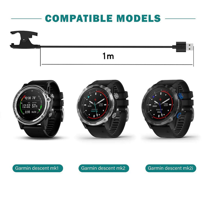 Zitel Charger for Garmin Descent Mk1, Mk2, Mk2i, Mk2S, Descent G1, G1 Solar Charging USB Cable 100cm