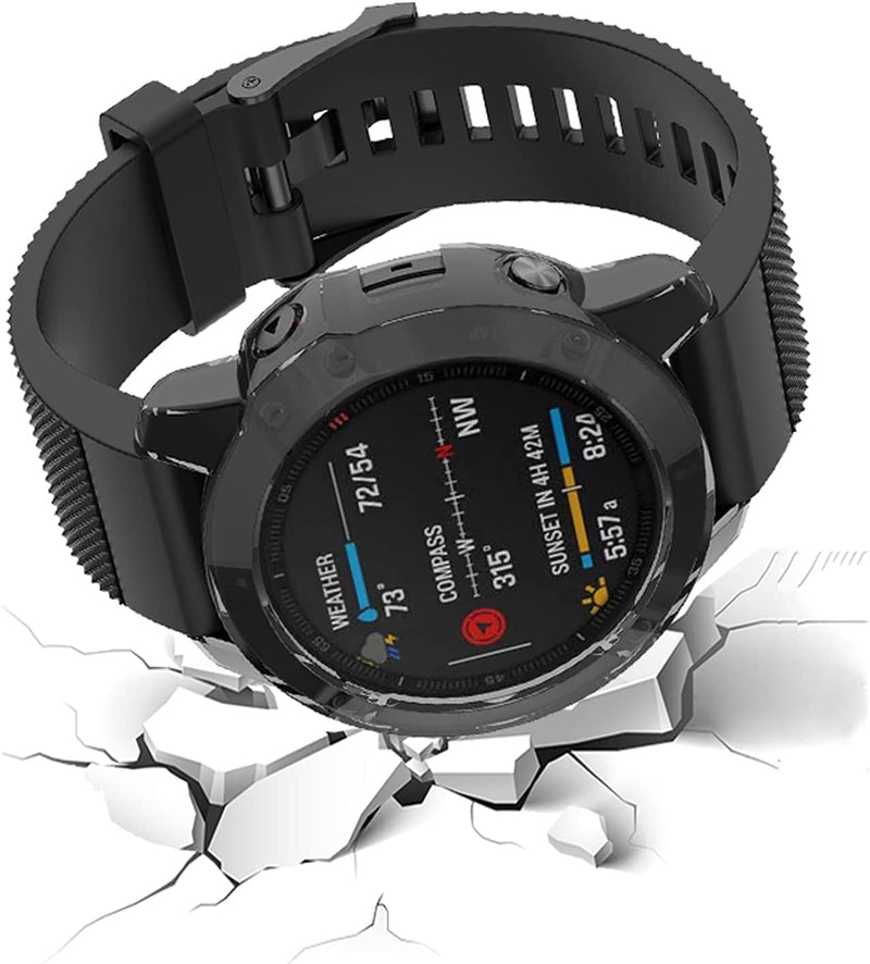 Zitel Case for Garmin Fenix 6X / 6X Pro Bumper Cover (Not for Fenix 6S/6S Pro & Not for Fenix 6/6 Pro) - Black