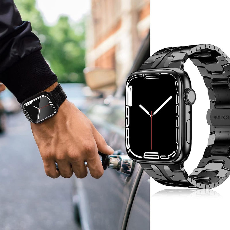 Zitel Stainless Steel Straps for Apple Watch Metal Bands for Men Ultra2 / Ultra 49mm, 45mm, 44mm, 42mm Series 9 | 8 | 7 | 6 | 5 | 4 | 3 | 2 | 1 | SE2 - Black