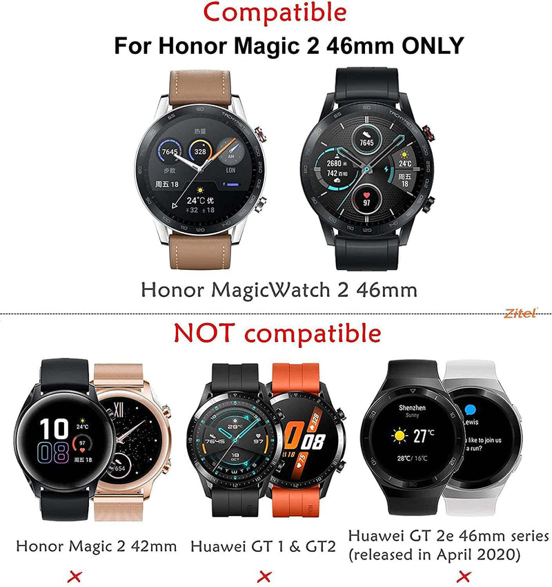 Zitel Case for Honor Magic Watch 2 46mm, Soft TPU Full Around Bumper Cover Shell (Without Screen Protector) - Black-Red-Gray