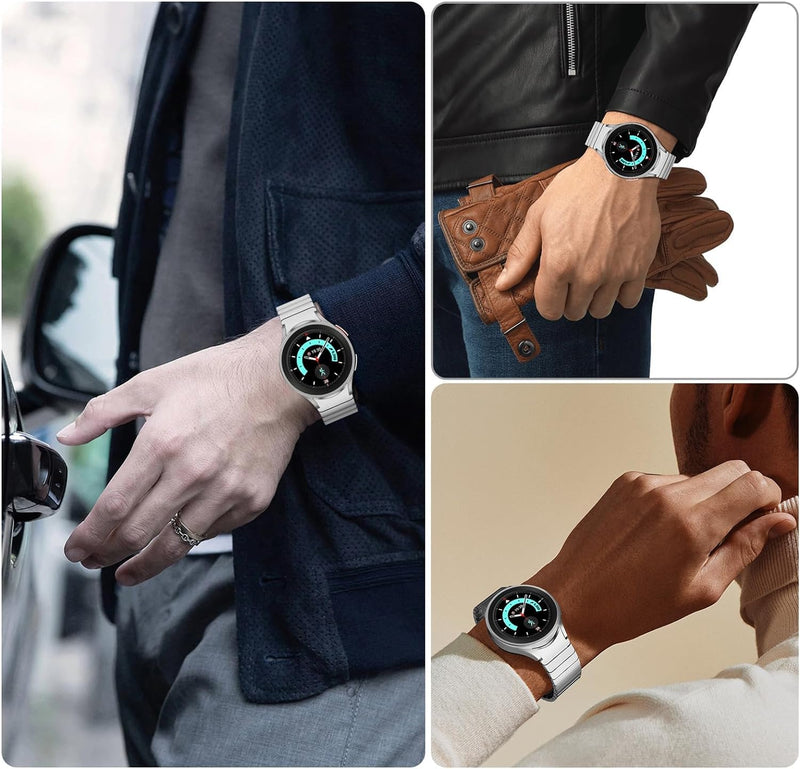 Zitel Band for Samsung Galaxy Watch 6, Watch 5, Watch 4, Stainless Steel No Gap Band - Silver