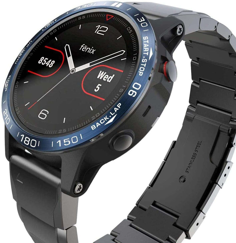 Zitel Bezel Styling for Garmin Fenix 6X / Fenix 6X Pro Bezel Ring Adhesive Cover Stainless Steel Protector - Blue