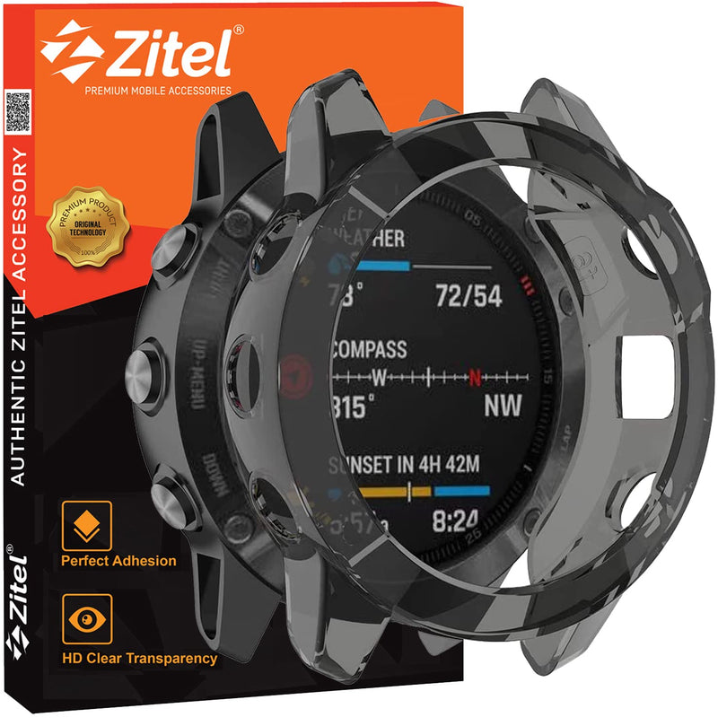 Zitel Case for Garmin Fenix 6 / 6 Pro / Sapphire Bumper Cover (Not for Fenix 6S & 6X) - Black